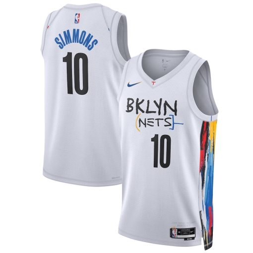 Nike Brooklyn Nets #10 Ben Simmons Unisex  Swingman Jersey - City Edition - White - Image 3