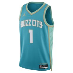 Jordan Charlotte Hornets #1 LaMelo Ball Unisex  Swingman Jersey - City Edition - Teal