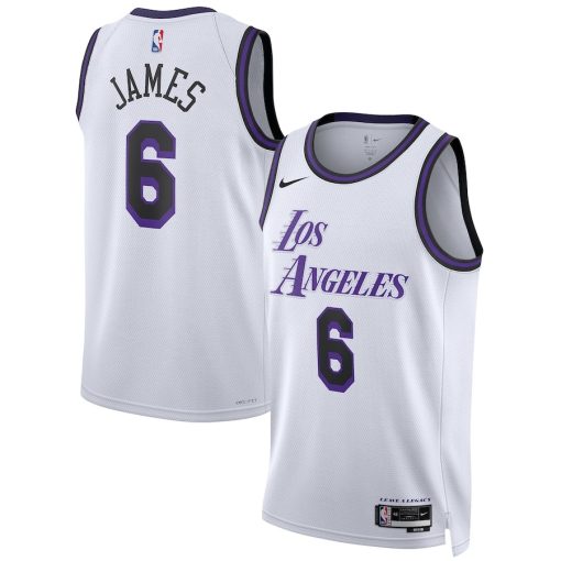 Nike Los Angeles Lakers #6 LeBron James Unisex  Swingman Jersey - City Edition - White - Image 3