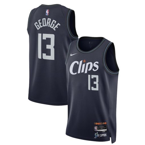 Nike LA Clippers #13 Paul George Unisex  Swingman Jersey - City Edition - Navy - Image 3