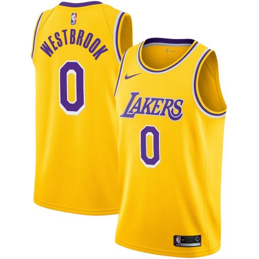 Nike Los Angeles Lakers #0 Russell Westbrook Unisex Swingman Jersey - Icon Edition - Gold - Image 3